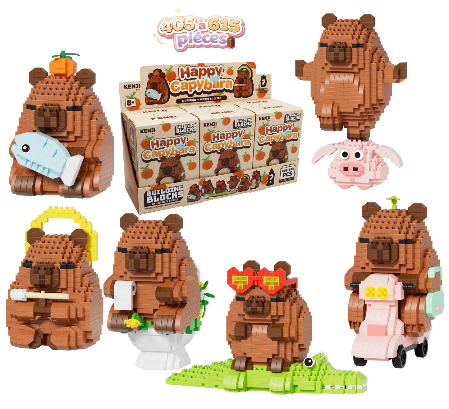 KAWAI BOX - Happy Capybara - Kit de Construction 405 à 615pcs