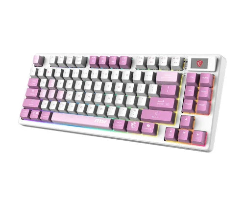 Clavier Gamer sans fil mécanique MSI Forge GK600 TKL RGB (Blanc/Violet)